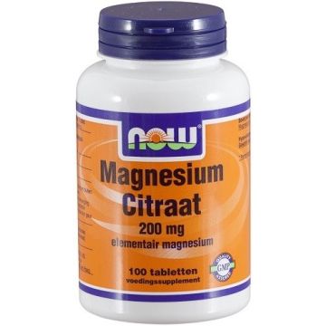 NOW MAGNESIUM CITRAAT 200 MG TABLETTEN POT 100 STUKS