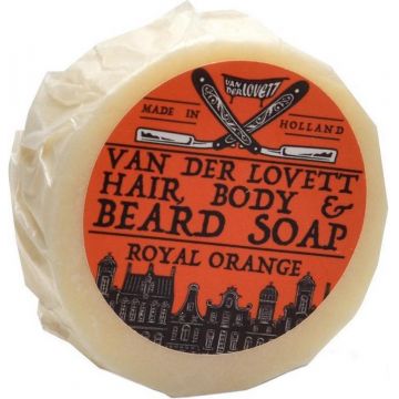 VAN DER LOVETT ROYAL ORANGE HAIR, BODY & BEARD SOAP ZEEPBLOK 60 GRAM