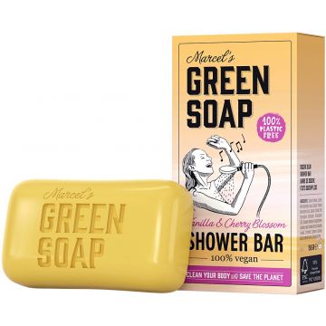 MARCEL'S GREEN SOAP VANILLA & CHERRY BLOSSOM BODYBAR 150 GRAM