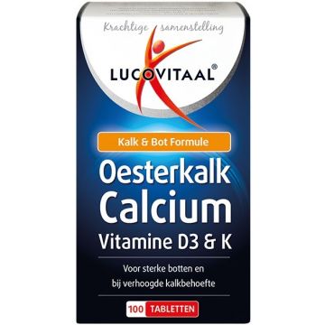 LUCOVITAAL OESTERKALK CALCIUM VITAMINE D3 & K TABLETTEN POT 100 STUKS