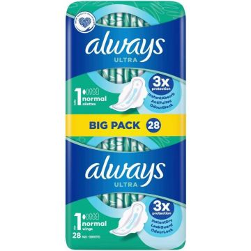 ALWAYS ULTRA (ALWAYS) ULTRA NORMAL WINGS MAANDVERBAND PAK 28 STUKS