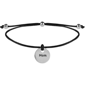TROLI ZWARTE/ZILVEREN ARMBAND MET MOM BEDEL 1 STUK