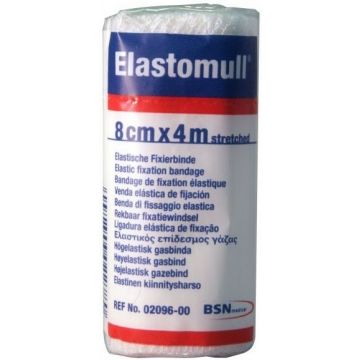 ELASTOMULL 8 CM X 4 M STRETCH REKBAAR FIXATIEWINDSEL DOOSJE 1 STUK