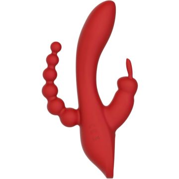 DREAM TOYS RED REVOLUTION HERA 3-PRONG DUO VIBRATOR 1 STUK