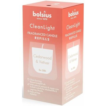 BOLSIUS CLEAN LIGHT CEDARWOOD & VETIVER GEURKAARS (REFILL) 2 STUKS