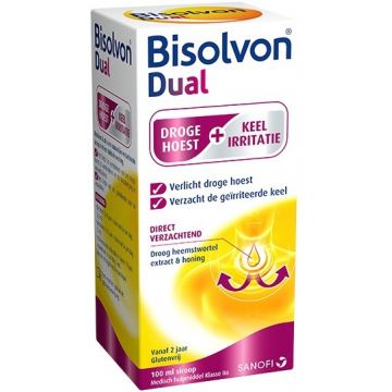 BISOLVON BISOLVON DUAL DROGE HOEST + KEELIRRITATIE HOESTSIROOP FLES 100 ML