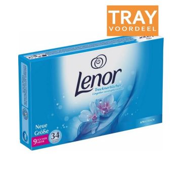 LENOR APRILFRIS DROOGTROMMELDOEKJES TRAY 12 X 34 STUKS