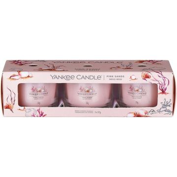 YANKEE CANDLE PINK SANDS GEURKAARS SET 3 X 37 GRAM