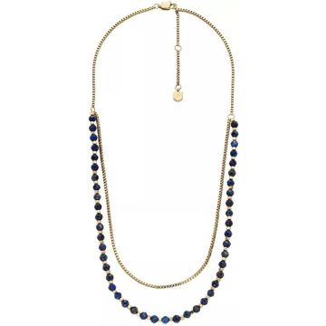 FOSSIL ALL STACKED UP JA7247710 DUBBELE GOLD-PLATED KETTING MET LAPIS LAZULI KRALEN 1 STUK