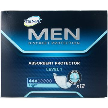 TENA MEN ABSORBENT PROTECTOR LEVEL 1 LIGHT VERBAND PAK 12 STUKS