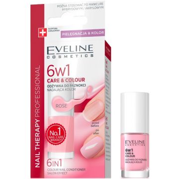 EVELINE NAIL THERAPY (EVELINE) NAIL THERAPY CARE & COLOUR 6 IN 1 ROSE NAGELLAK POTJE 5 ML