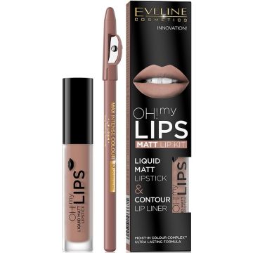 EVELINE OH MY LIPS! (EVELINE) OH MY LIPS 01 NEUTRAL NUDE LIPSTICK + LIPLINER SET 1 STUK