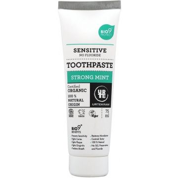URTEKRAM STRONG MINT SENSITIVE TOOTHPASTE TANDPASTA TUBE 75 ML