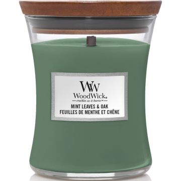 WOODWICK MINT LEAVES & OAK GEURKAARS 275 GRAM