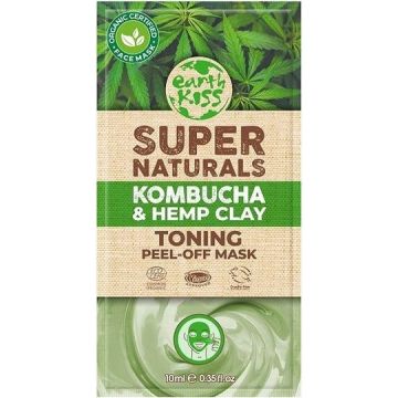 EARTH KISS SUPER NATURALS (EARTH KISS) SUPER NATURALS KOMBUCHA & HEMP CLAY TONING PEEL-OFF MASK GEZICHTSMASKER ZAKJE 10 ML