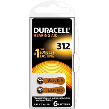 DURACELL EASYTAB (DURACELL) EASYTAB HEARING AID 312 GEHOORBATTERIJ PAK 6 STUKS