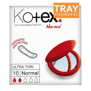 KOTEX NORMAL (KOTEX) NORMAL MAANDVERBAND TRAY 12 X 16 STUKS