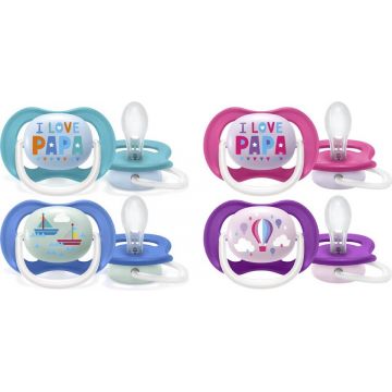 PHILIPS AVENT ULTRA AIR (PHILIPS) ULTRA AIR HAPPY 6-18 MAANDEN BLAUW/ROZE FOPSPEEN (ASSORTI) 2 STUKS