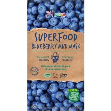 7TH HEAVEN SUPERFOOD (7TH HEAVEN) SUPERFOOD BLUEBERRY MUD MASK GEZICHTSMASKER ZAKJE 10 GRAM