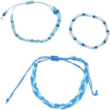 TROLI BLAUWE KRALEN EN TOUW ARMBAND 3 STUKS