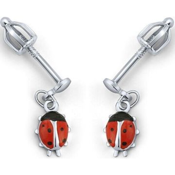 SILVEGO SILVEGO70029 ZIVEREN LIEVEHEERSBEESTJE OORHANGERS MET EMAILLE 1 PAAR