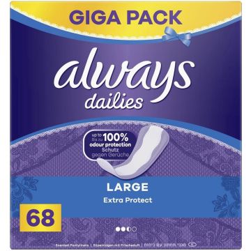 ALWAYS DAILIES (ALWAYS) DAILIES EXTRA PROTECT LARGE INLEGKRUISJES DOOSJE 68 STUKS
