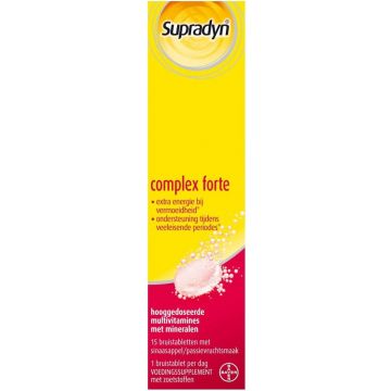 SUPRADYN COMPLEX FORTE (SUPRADYN) COMPLEX FORTE BIJ VERMOEIDHEID SINAASAPPELSMAAK BRUISTABLETTEN DOOSJE 15 STUKS