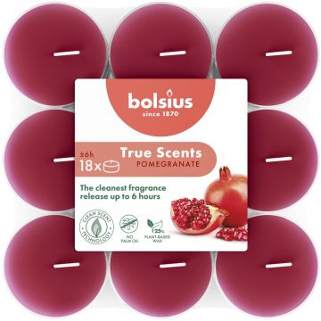 BOLSIUS TRUE SCENTS POMEGRANATE THEELICHTEN 18 STUKS