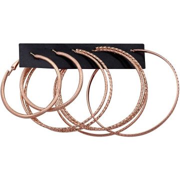 TROLI TROLI LUXURY SET OF ROSE GOLD ROUND EARRINGS (3 PAIRS)