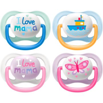 PHILIPS AVENT ULTRA AIR (PHILIPS) ULTRA AIR HAPPY 0-6 MAANDEN BLAUW/ROZE FOPSPEEN (ASSORTI) 2 STUKS