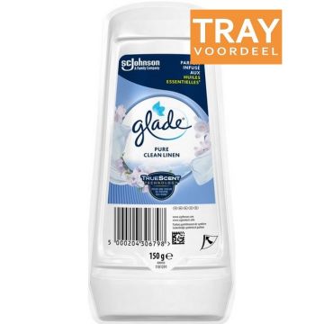 GLADE PURE CLEAN LINEN (GLADE) PURE CLEAN LINEN LUCHTVERFRISSER GEL TRAY 8 X 150 GRAM