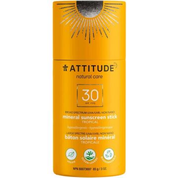 ATTITUDE TROPICAL SPF 30 MINERAL SUNSCREEN STICK ZONNEBRAND STICK 85 GRAM