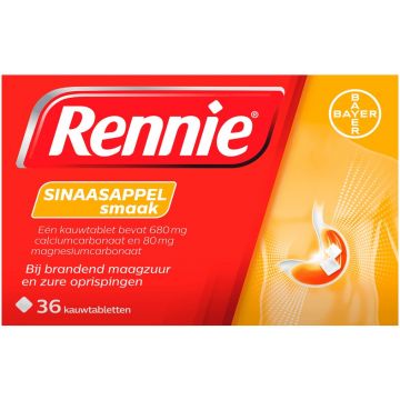 RENNIE SINAASAPPELSMAAK KAUWTABLETTEN DOOSJE 36 STUKS