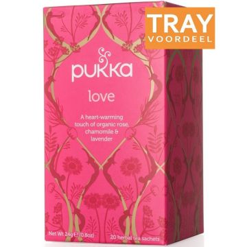 PUKKA LOVE ROSE, CHAMOMILE & LAVENDER THEE TRAY 4 X 20 ZAKJES