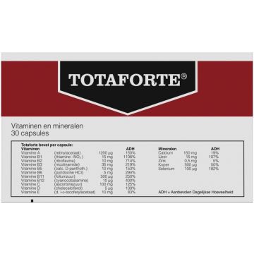 TOTAFORTE VITAMINES EN MINERALEN CAPSULES DOOSJE 30 STUKS