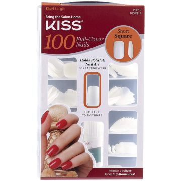 KISS FULL COVER NAILS SHORT SQUARE NEPNAGELS 100 STUKS