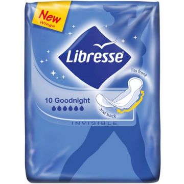 LIBRESSE 10 GOODNIGHT (LIBRESSE) 10 GOODNIGHT INVISIBLE MAANDVERBAND PAK 10 STUKS
