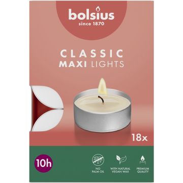 BOLSIUS CLASSIC MAXI 10 UUR THEELICHTEN 18 STUKS