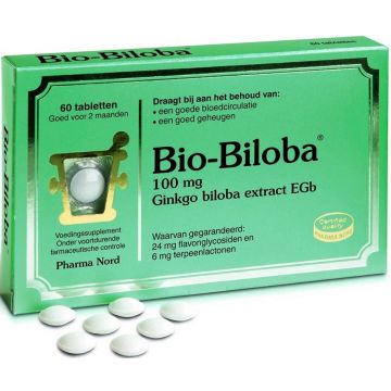 PHARMA NORD BIO-BILOBA 100 MG VOEDINGSSUPPLEMENT TABLETTEN DOOSJE 60 STUKS