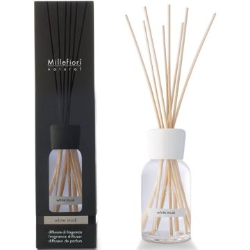 MILLEFIORI NATURAL WHITE MUSK (MILLEFIORI) WHITE MUSK FRAGRANCE DIFFUSER GEURSTOKJES 250 ML