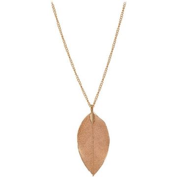 TROLI PINK GOLD-PLATED NECKLACE WITH LAUREL LEAF II. LAUREL