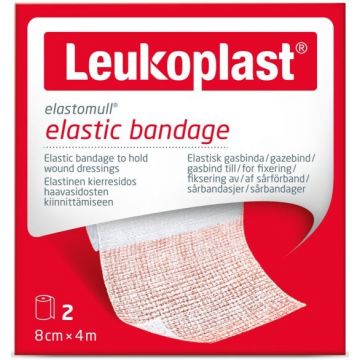 LEUKOPLAST ELASTOMULL 8 CM X 4 M ZELFKLEVENDE ELASTISCHE WINDSEL DOOSJE 2 STUKS