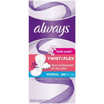 ALWAYS TWIST & FLEX (ALWAYS) TWIST & FLEX NORMAL INLEGKRUISJES DOOSJE 34 STUKS