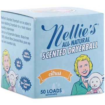 NELLIE'S CITRUS SCENTED DRYERBALL WASVERZACHTER DOOSJE 50 STUKS