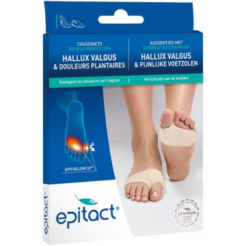 EPITACT HALLUX VALGUS (EPITACT) HALLUX VALGUS & PIJN IN DE VOETZOLEN MAAT 39/41 DUBBELE BESCHERMING KUSSENTJES DOOSJE 1 PAAR