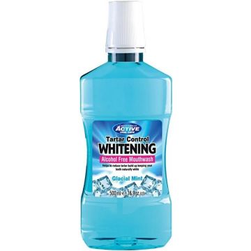 ACTIVE ORAL CARE GLACIAL MINT WHITENING TARTAR CONTROL ALCOHOL FREE MOUTHWASH MONDWATER FLACON 500 ML