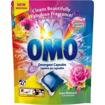 OMO ROSE BLOSSOM & MORNING DEW WASMIDDEL CAPSULES 42 STUKS