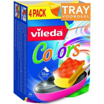VILEDA COLORS SCHUURSPONZEN TRAY 16 X 4 STUKS