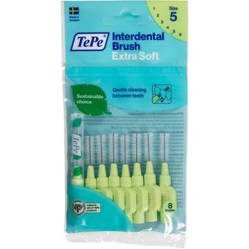 TEPE EXTRA SOFT SIZE 8 INTERDENTAL BRUSH 0.8 MM TANDENRAGERS 8 STUKS