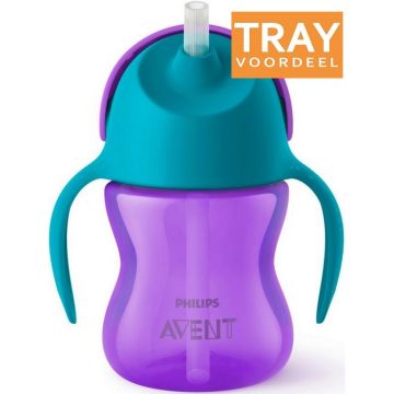 PHILIPS AVENT RIETJES BEKER 9+ MAAND PAARS/GROEN 200 ML 6 X 1 STUK